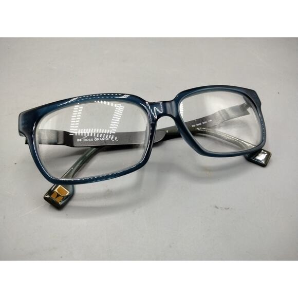 Boss Orange BO 0002 SG0 140 Eyeglasses Frame Black/Blue Square Full Rim - Picture 5 of 7